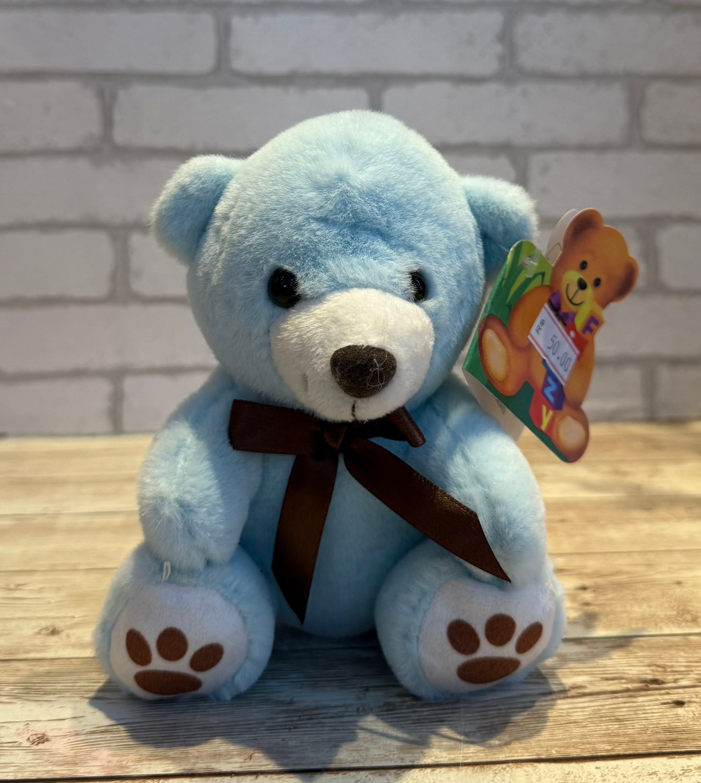 Urso PP Azul com Lacinho - 14cm