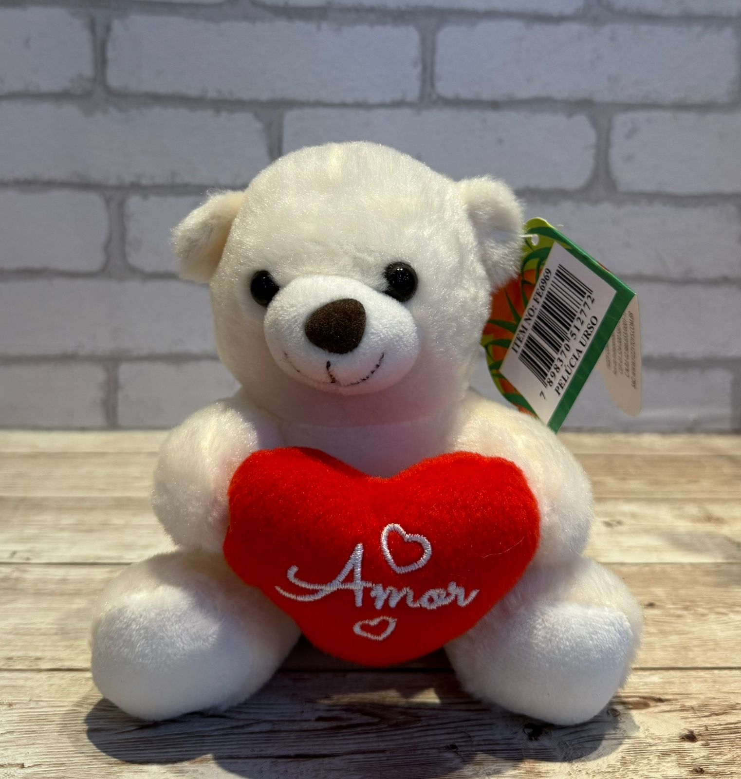 Urso PP com Almofada de Coração - 12cm