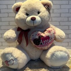 Urso G com Coração e Lacinho - 45cm